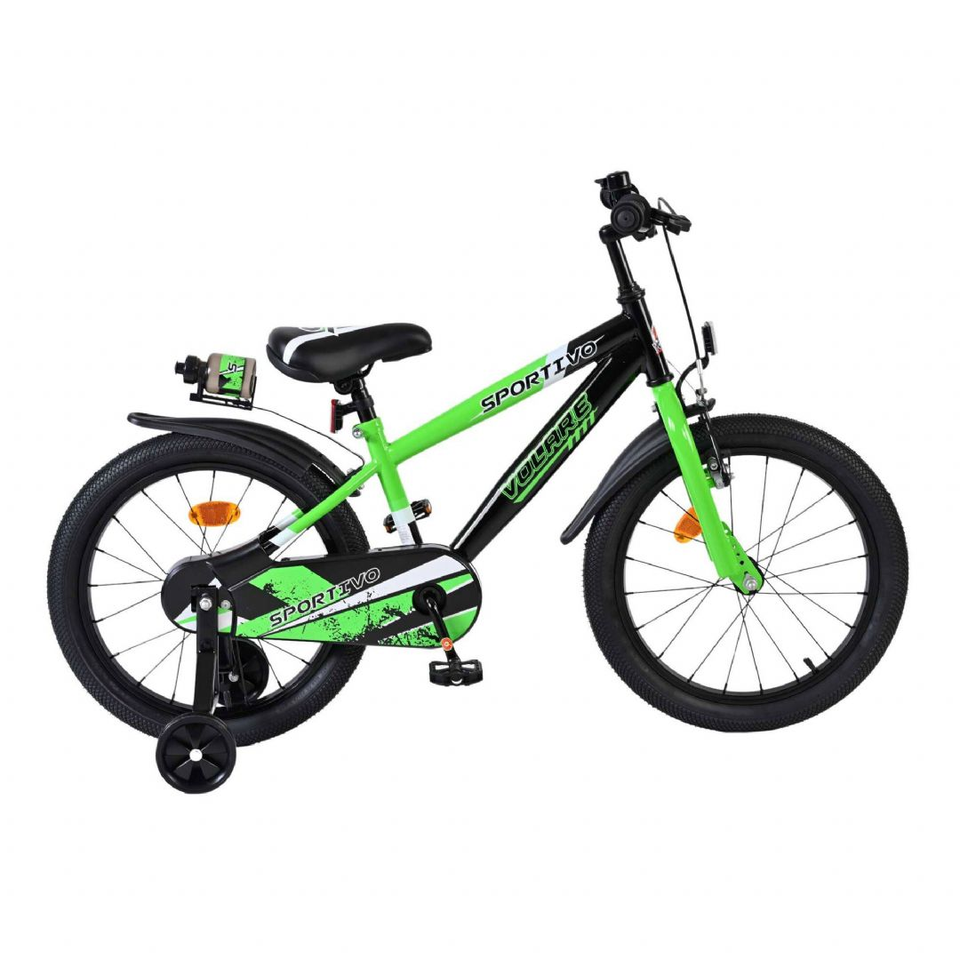 Volare - Børnecykel Med Støttehjul - 18" Tommer - Sportivo Grøn
