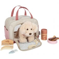 Hund med taske og plejes�t, rosa