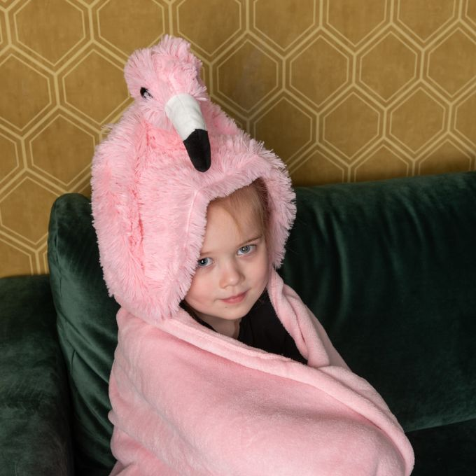 Blanket with hood, flamingo version 3