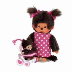 Monchhichi mother with baby in pram