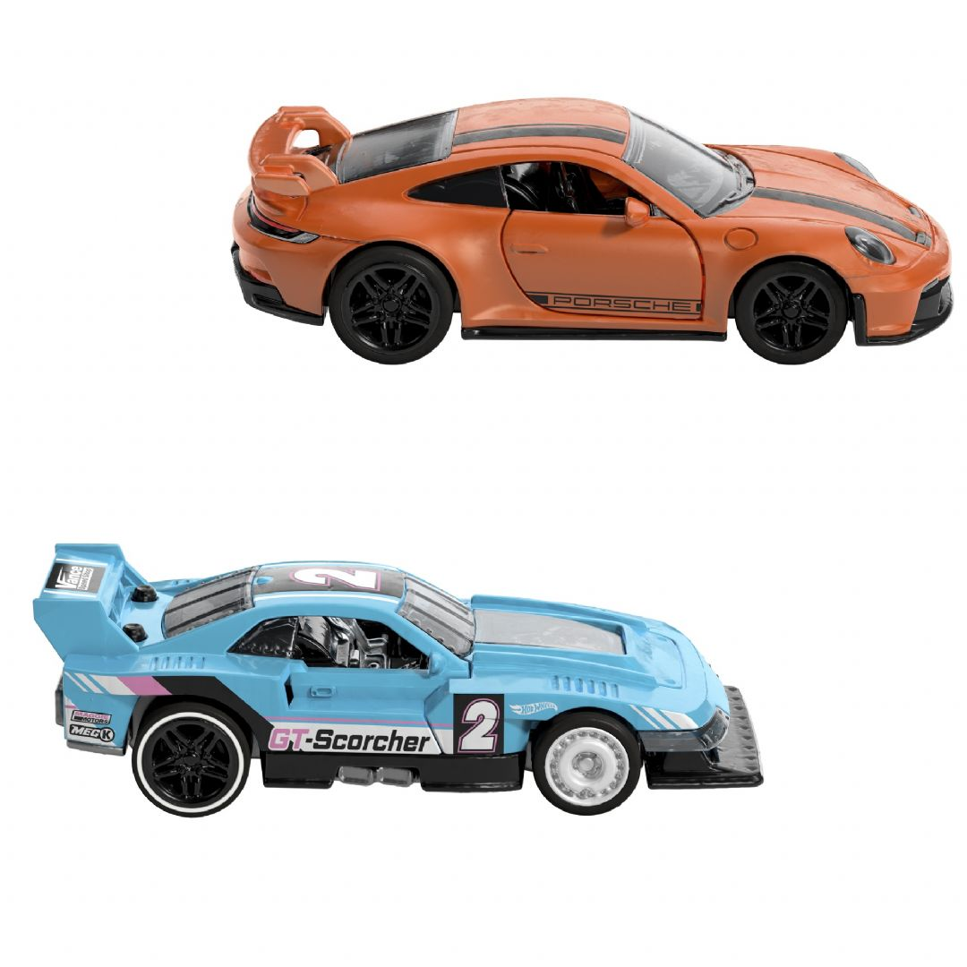 Hot Wheels Pull-Back GT Scorcher og Pors