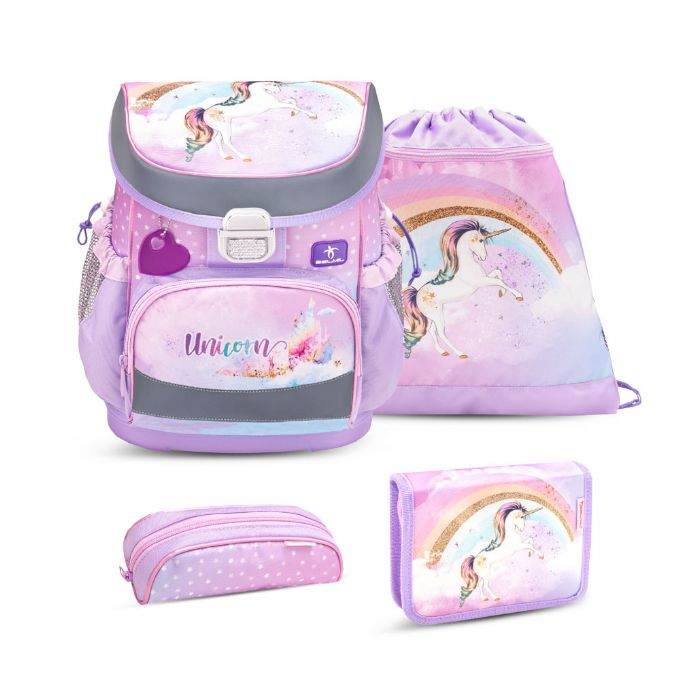 Rainbow Unicorn Skoletaske med 4 Dele version 1