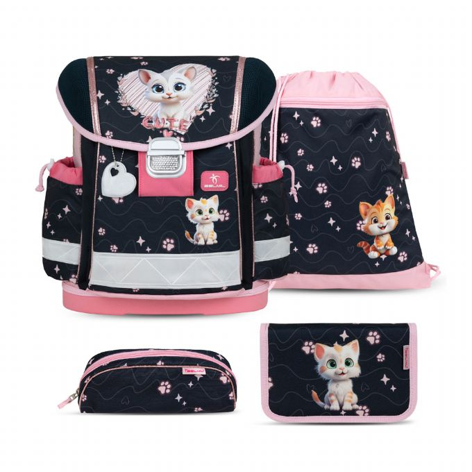 Kissan koululaukku, jossa 4 osaa version 1