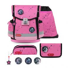 Pink Black Skoletaske med 5 Dele