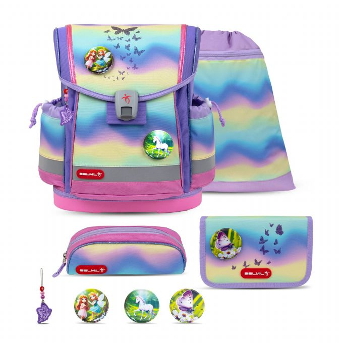 Rainbow koululaukku, jossa 5 osaa version 1