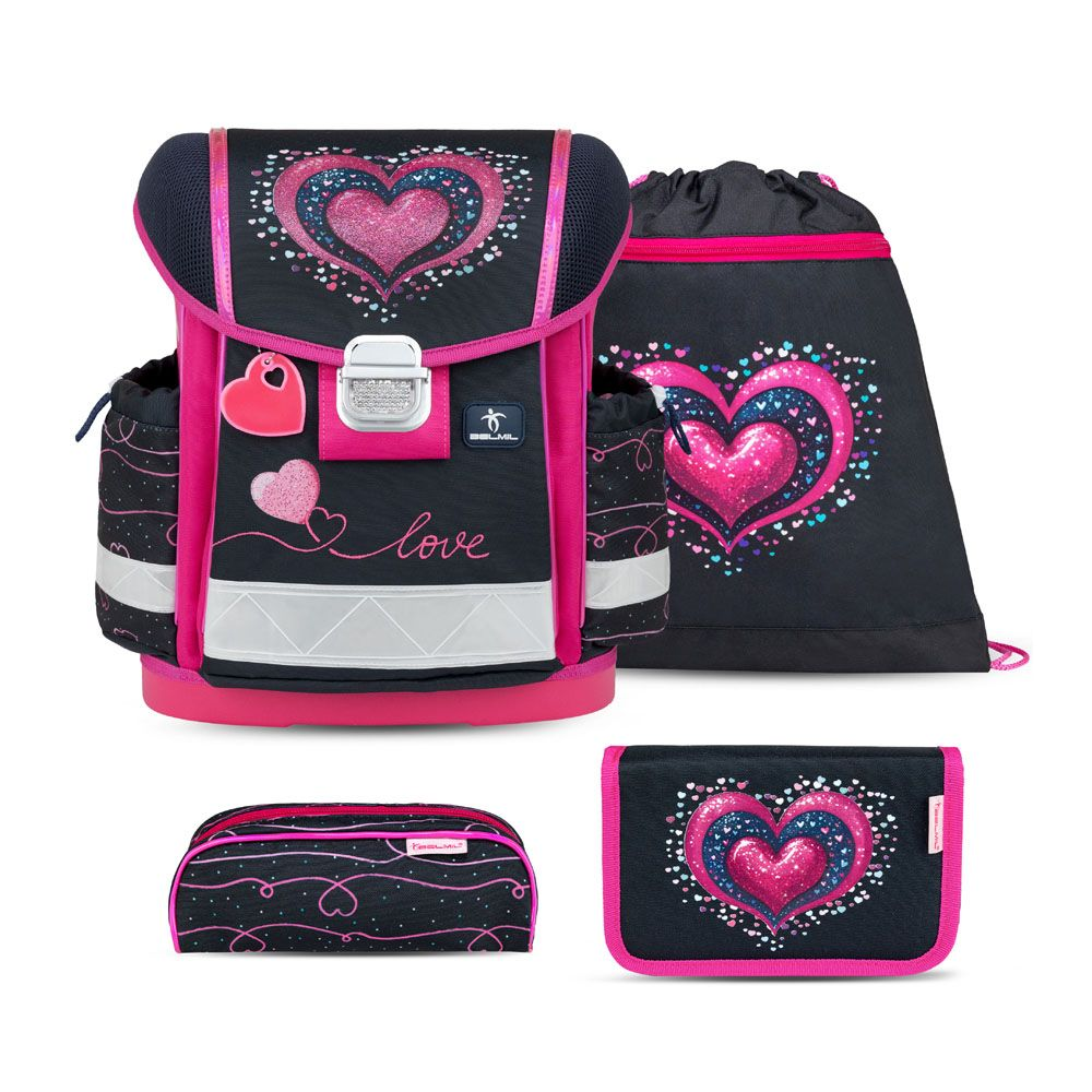 Sydän koululaukku, jossa 4 osaa Belmil koululaukut 879570