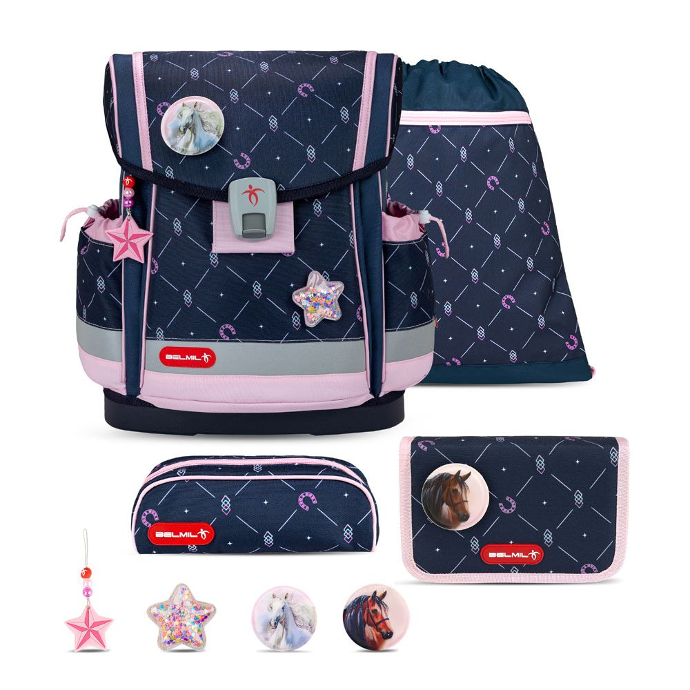 Hevosenkengän koululaukku, jossa 5 osaa Belmil koululaukut 879839