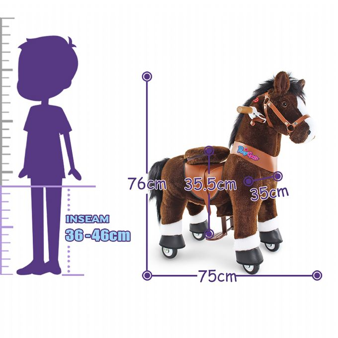 Ride-on Chokoladebrun hest m. hvid hove version 3