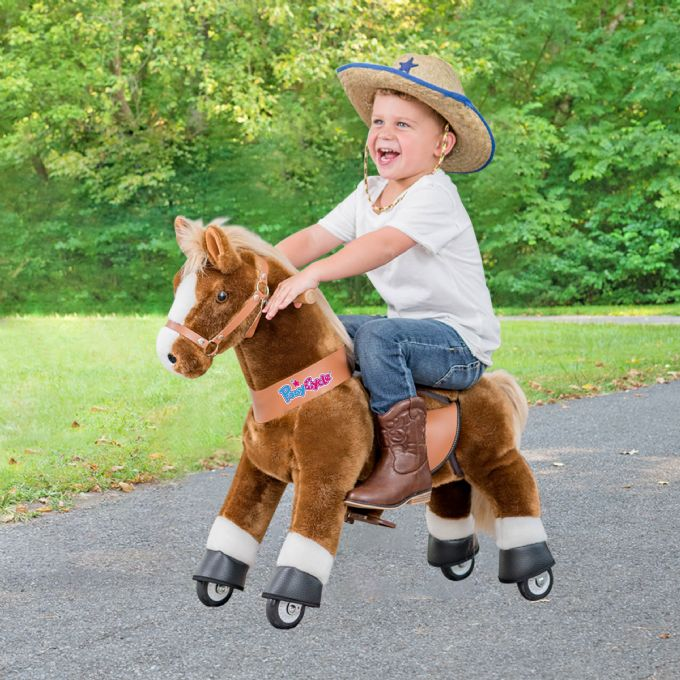 Ride-on brun hest med hvid hove version 2