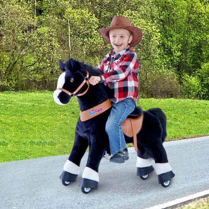 Ride-on Sort hest med hvid hove version 2