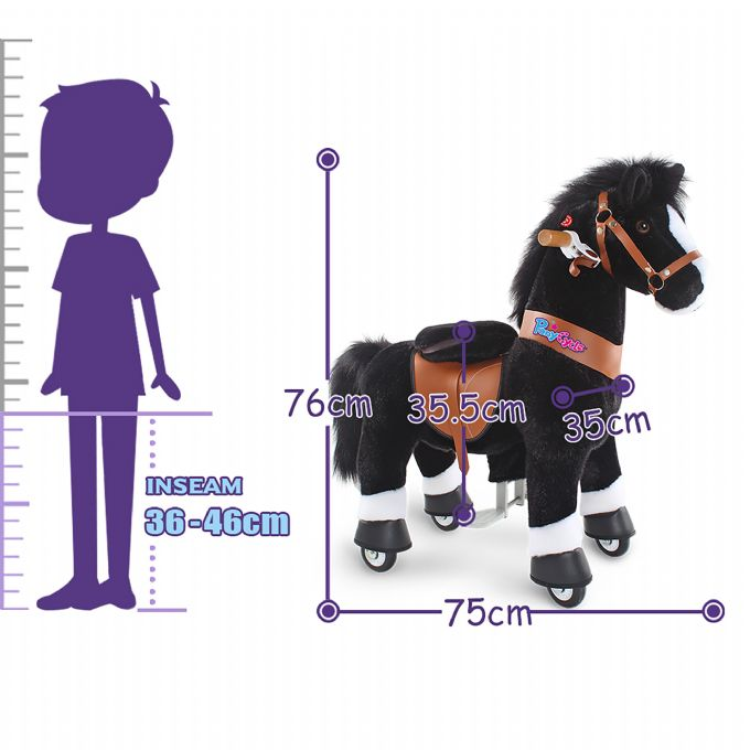 Ride-on Sort hest med hvid hove version 3