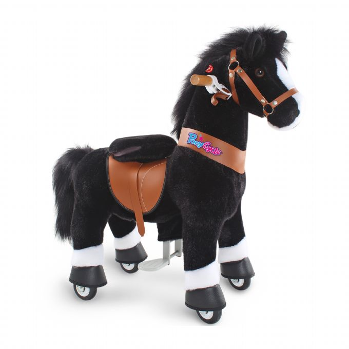 Ride-on Sort hest med hvid hove version 1