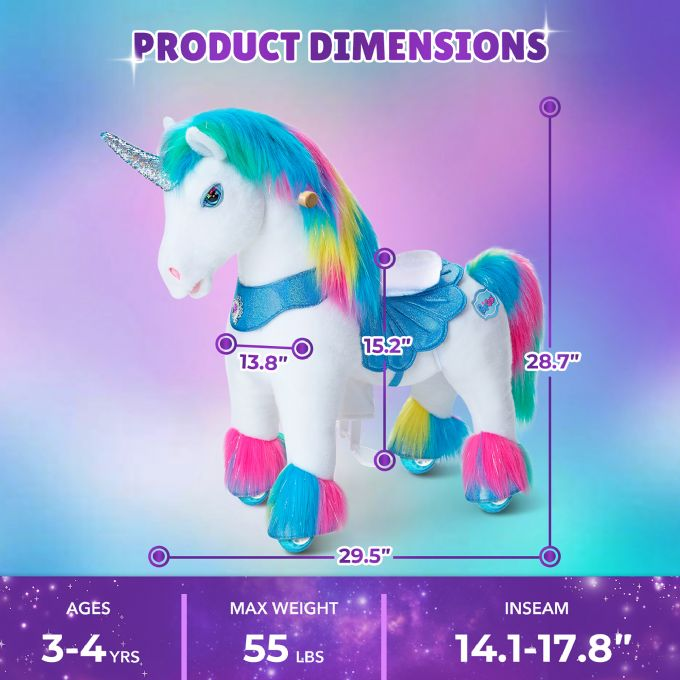 Ride-on hest Rainbow enhj�rning version 2