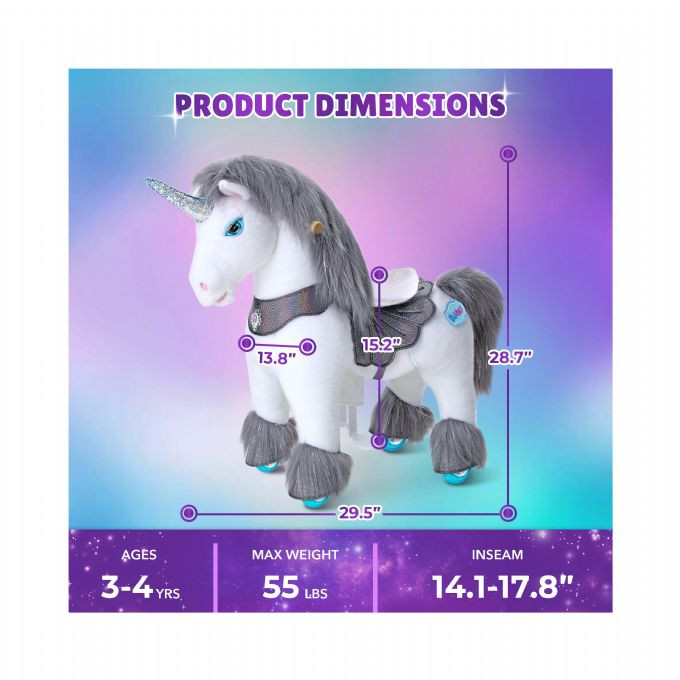 Ride-on hest Grey enhj�rning version 2