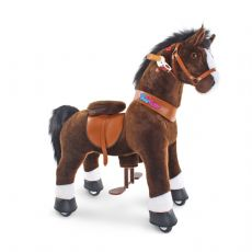 Ride-on suklaanruskea hevonen valkoisilla kavioill