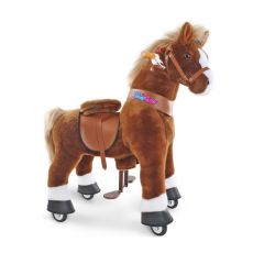 Ride-on ruskea hevonen valkoisilla kavioilla