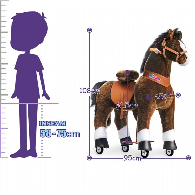 Ride-on Chokoladebrun hest m. hvid hove version 3