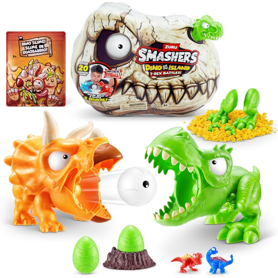 Smashers Dino Island T-Rex Battles Grøn Smashers Dino Island T-Rex Battles Grøn