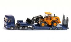 Truck with low loader and wheel loader