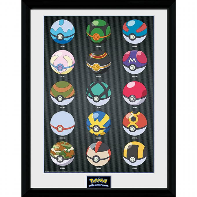 Se Pokémon Plakat - Pokeballs Indrammet - 30x40 hos Eurotoys